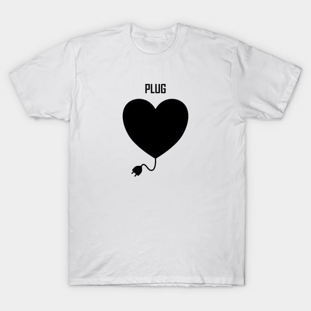 Partnerlook Heart Electrician Joke Cute Plug Partner Love Valentine Gift T-Shirt by Kibo2020